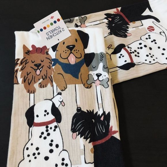 NWT Backyard Dogs Print Kitchen Dish Towels - Picture 3 of 3